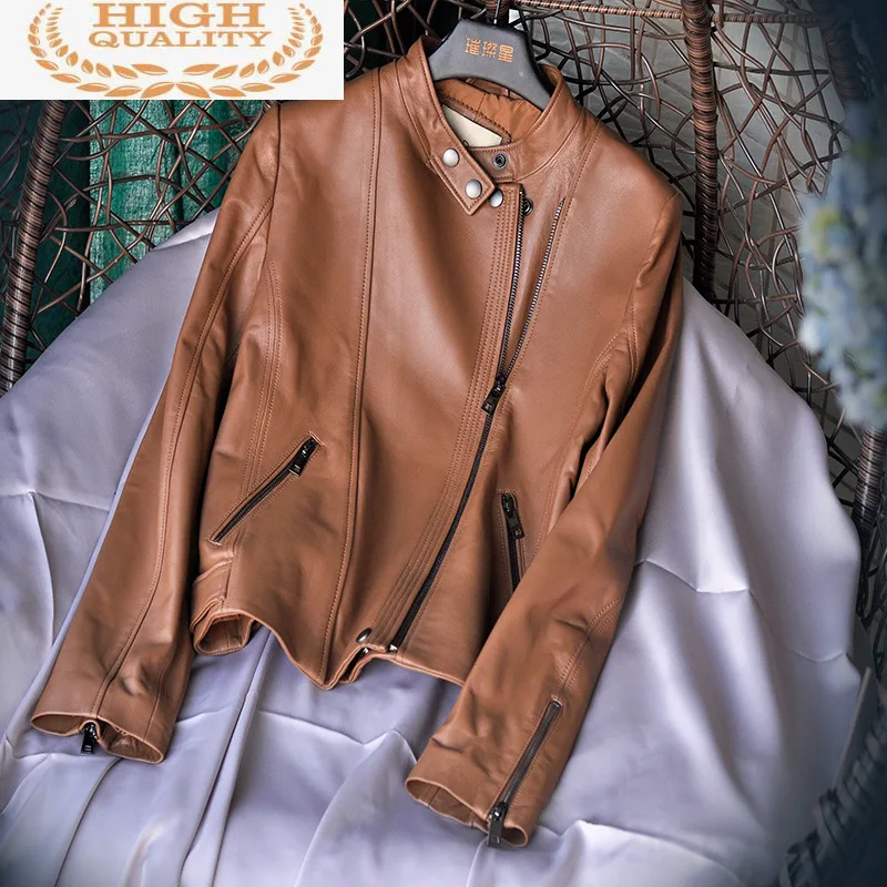 

Women's Jackets Spring 2021 Genuine Leather Jacket Women Real Sheepskin Coat Female Biker Coats Chaqueta Cuero Mujer