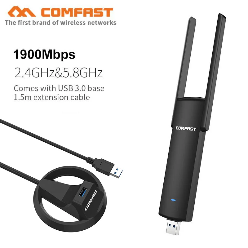 1900 Мбит/с USB WiFi адаптер 5 8 ГГц 802.11ac Двухдиапазонная AC PC сетевая карта с 4 * 2dbi