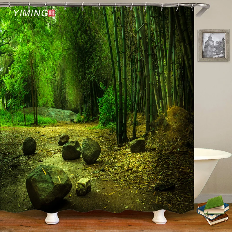 3d natural landscape hazy forest printed bathroom shower curtain polyester waterproof curtain with hook home decor curtain free global shipping