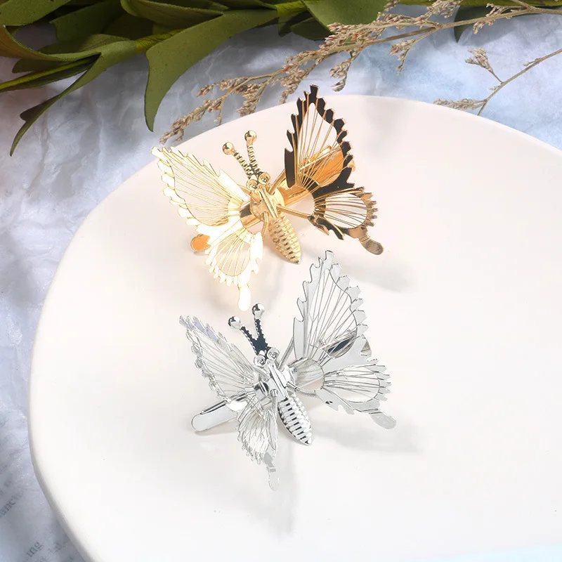 

Metal Gold Silver Butterfly Hair Clip Move With Beauty Hair Clip Hairpin Fashion Personality Accessories For Women Female