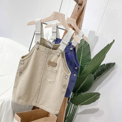 

Children's Clothing Baby Girl Dress 2020 Spring New Children's Denim Strap Dress Korean Style Little Girl Casual A-line Dresses
