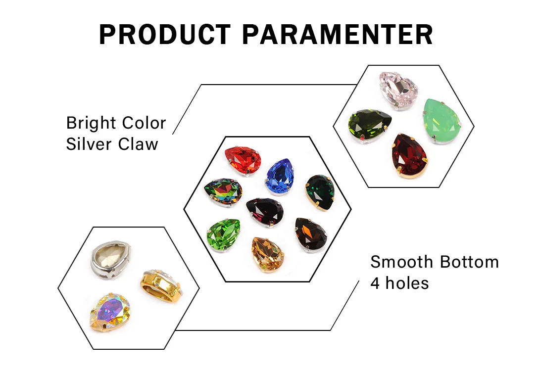 CTPA3bI Colorful Crystal Drop Shape Loose or With Strass Rhinestones Sew On Glass Stones DIY Crown Jewelry Ring Pendant Dress
