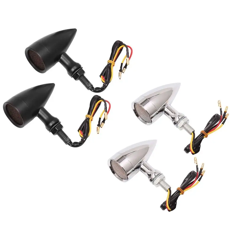 Мотоцикл Кафе Racer Bullet LED указатель поворота Стоп-сигнал сетчатый объектив