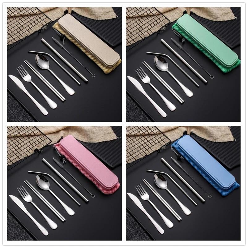 Набор столовых приборов из нержавеющей стали комплект 9 предметов соломенный