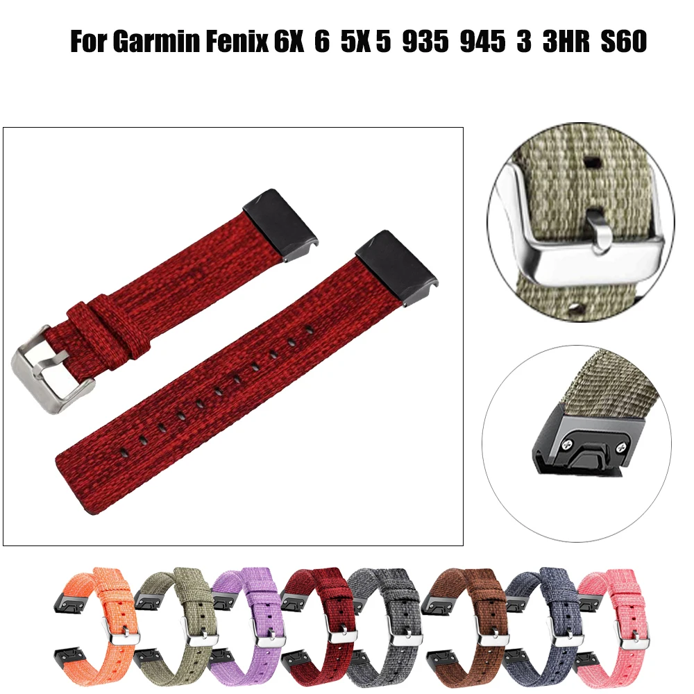Ремешок для наручных часов 26/22 мм Garmin Fenix 6 6X Pro 5 5X 5S Plus 3HR 935 945 нейлоновый ремешок
