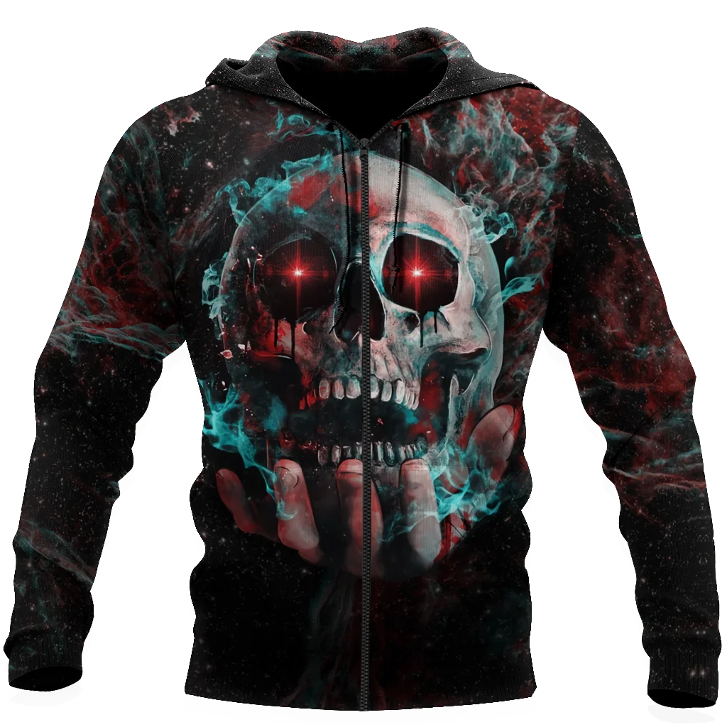 

Beautiful skull tattoo 3D full body print unisex luxury hoodie men sweatshirt zipper pullover casual jacket sportswear 24