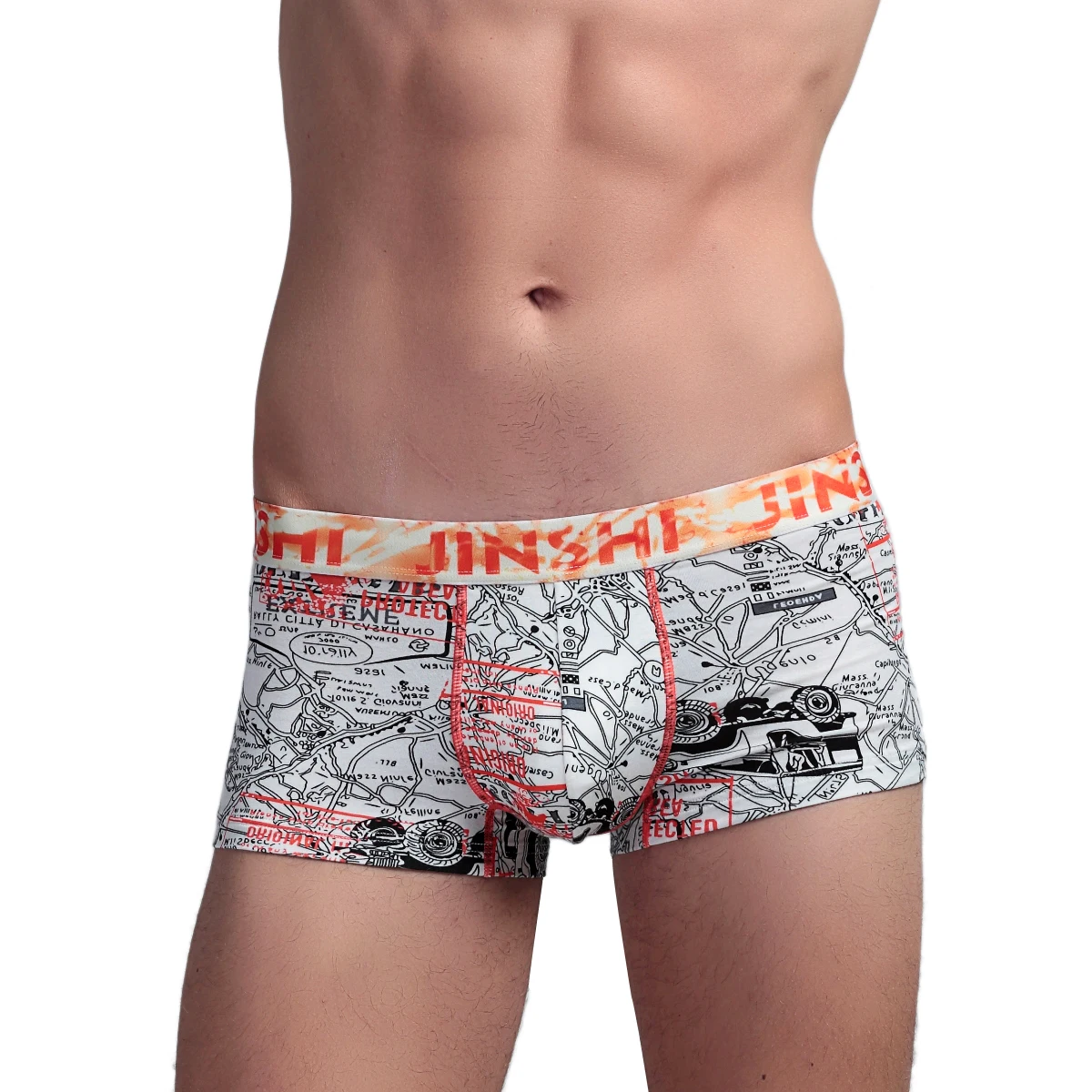 Men Underwear Print Boxer Bamboo Breathable Leggings Mens Boxer Short Perfect-Fit Comfortable Men's Panties