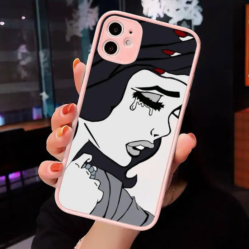 

Crying Comic Girl Painting Pop Art Phone Case Matte Transparent for iPhone 7 8 11 12 s mini pro X XS XR MAX Plus cover funda