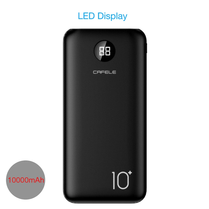 10000mAh Black CAFELE 10000 мАч Внешний аккумулятор внешний аккумулятор мини банк питания 2 USB портативное зарядное устройство Зарядка повербанк для Xiaomi 5000/10000/20000 - Цвет: 10000mAh Black