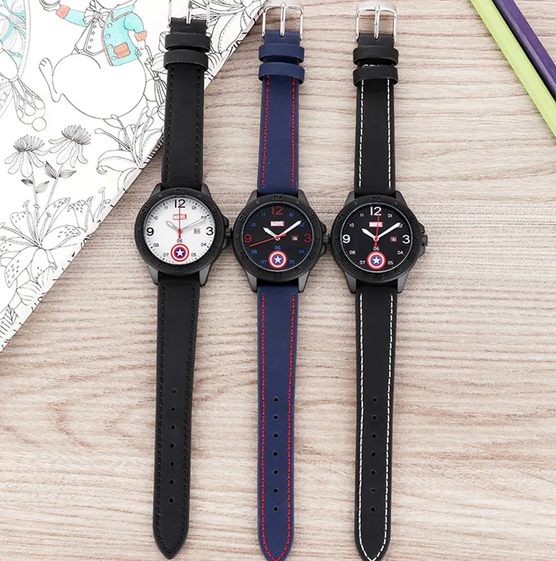 

MARVEL Avengers Captain America Children Super Hero Disney Calendar Watch Boy Waterproof Quartz Fashion Watch Student Clock Gift