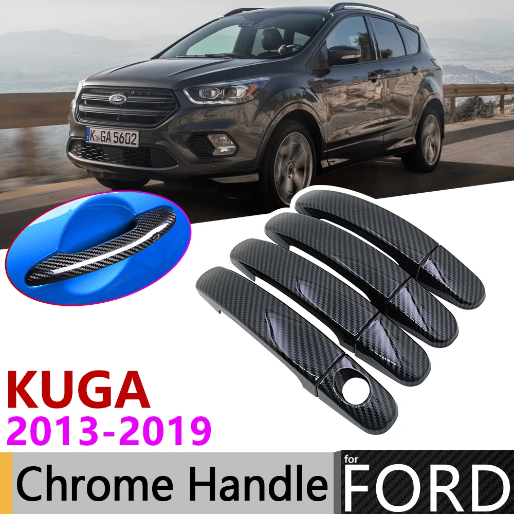 Черная накладка на дверную ручку из углеродного волокна для Ford KUGA MK2 2013 ~ 2019 2014 2015
