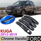 Черная накладка на дверную ручку из углеродного волокна для Ford KUGA MK2 2013  2019 2014 2015 2016 2017 2018 автомобильные аксессуары, набор хромированных стикеров