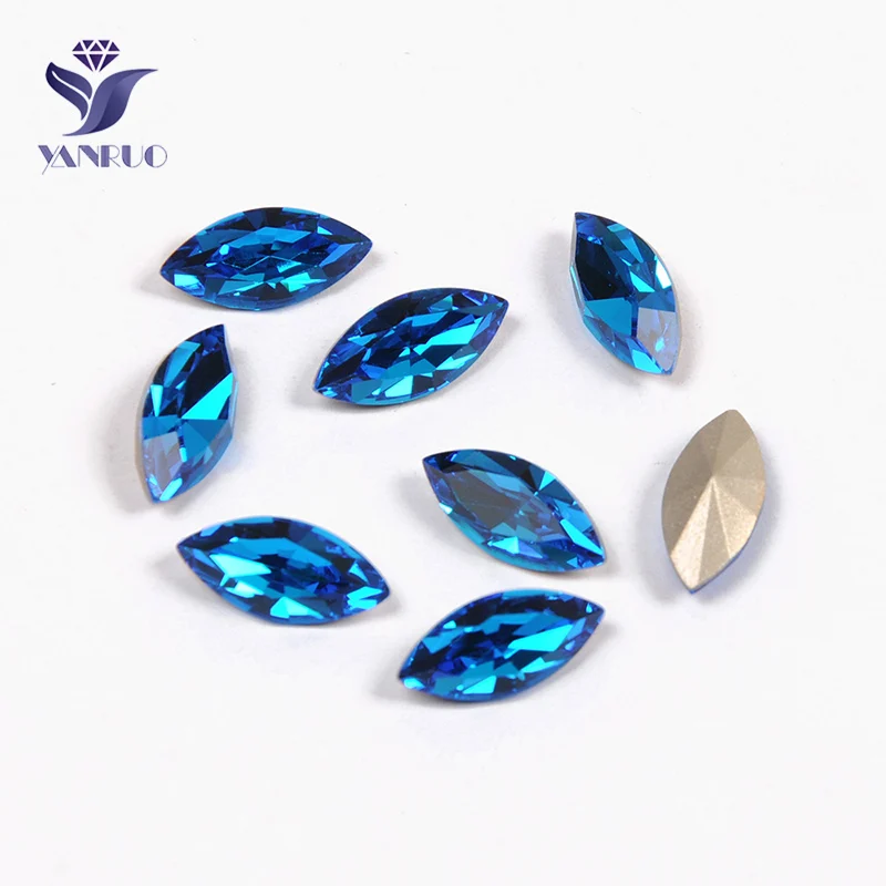Capri Blue Yanruo 4200 топ с бриллиантами, пришивные стразы с золотыми когтями, стразы, швейные кристаллы для серебряных туфель, платья - Цвет: Capri Blue