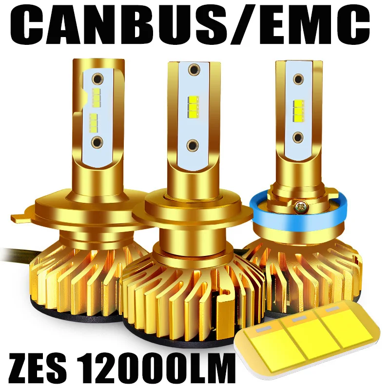 BAGE светодиодный Canbus H7 H4 Лампа H1 H3 HB3 9005 налобный фонарь 9006 hb4 H11 H27 881 12000LM 72W ZES чип