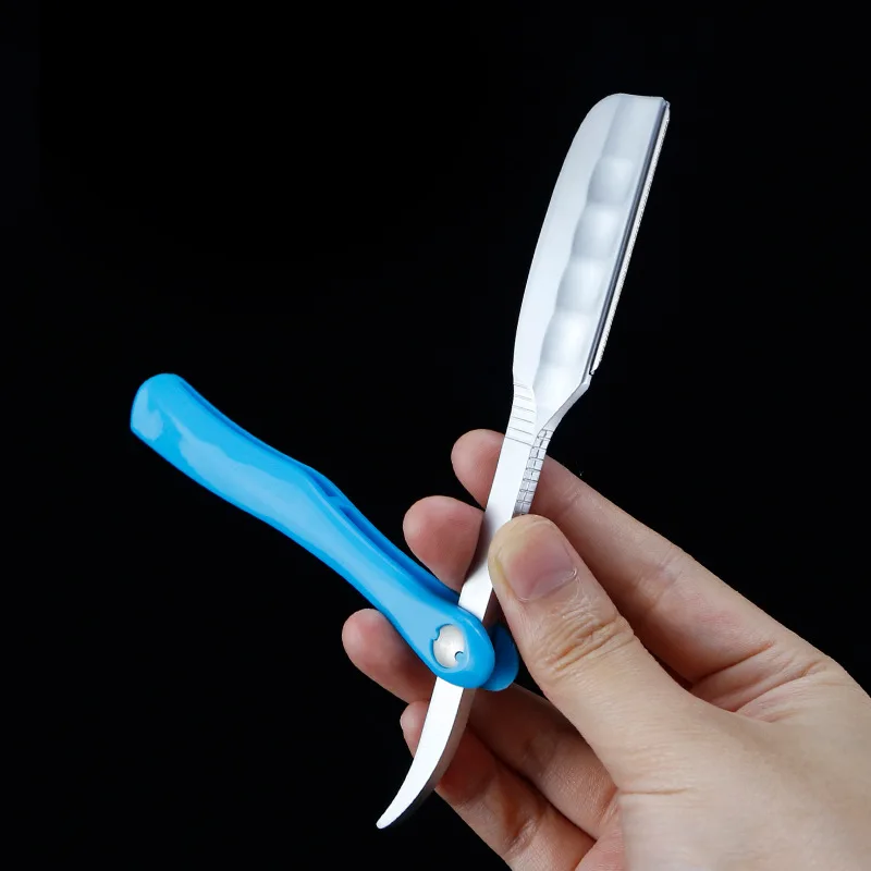 Japanese Manual Folding Hair Razor Holder Stainless Steel Shaving Eyebrow Knife For Feather Blade Hairdressing Tool G1221 | Красота и