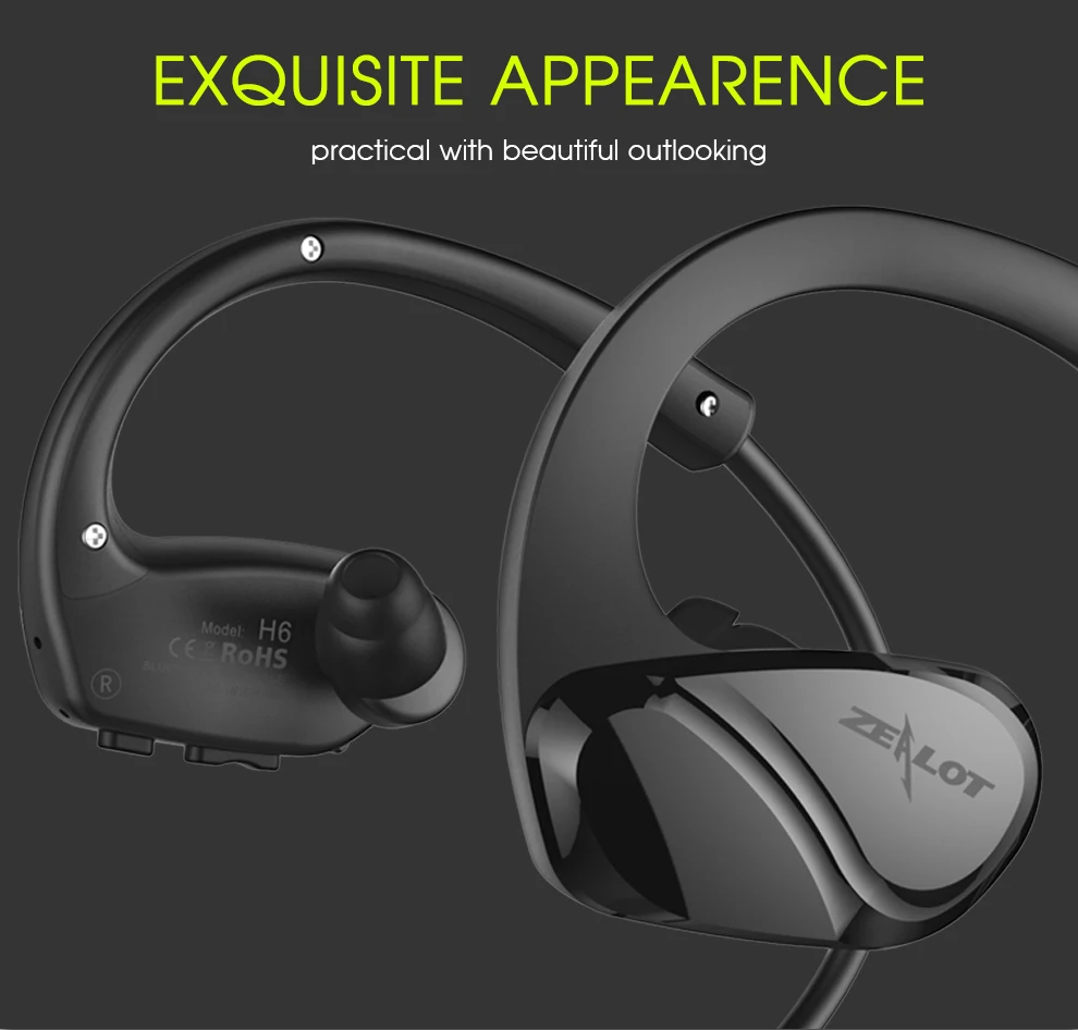 ZEALOT H6 Водонепроницаемый Bluetooth наушники стерео беспроводные наушники Фитнес Спорт Бег использовать громкой связи с микрофоном