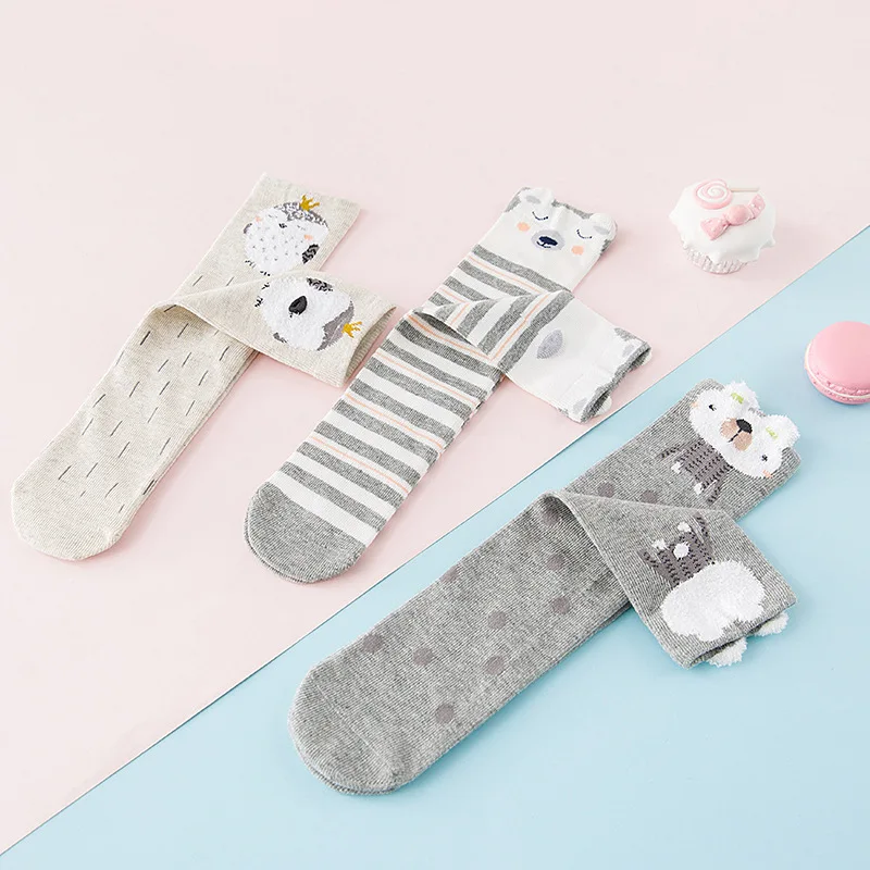 Детские длинные носки на весну осень хлопковые в полоску до колена с героями