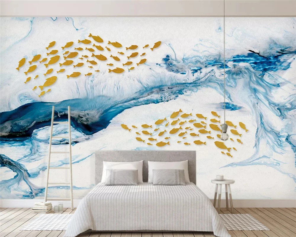 Пользовательские Современные Модные Зеленые обои синий Высококачественный фон papel де parede обои для стен behang