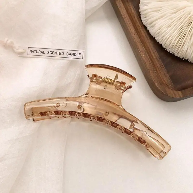 

Milk Tea Shark Clip Transparent Hairgrip Headwear Barrettes Holding Hair Hair Section Accessories Claw Clamps Styling Tools N4W4