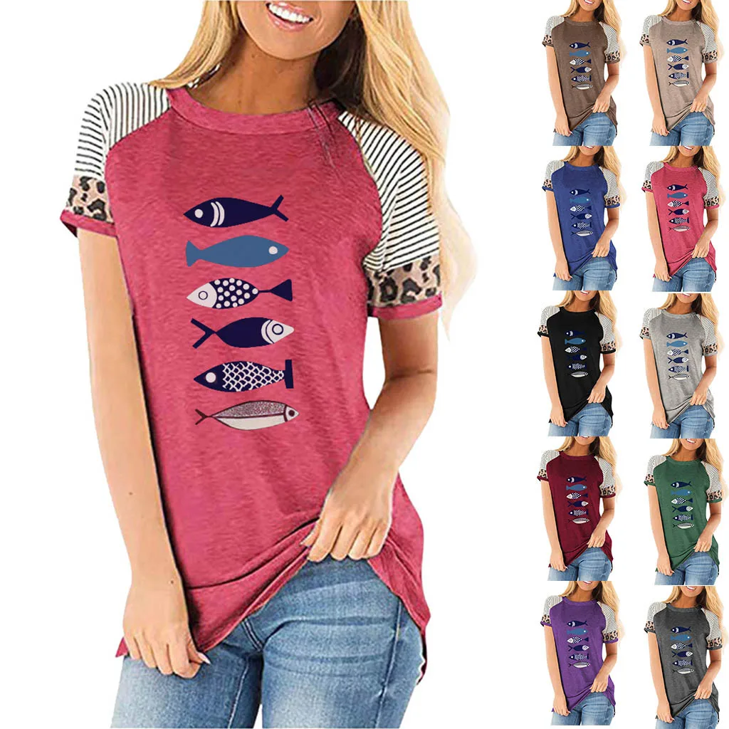 

CHAMSGEND 2020 New Women T-shirts Casual Harajuku Leopard Print Tops Tee Summer Female Short Sleeve T Shirt Women Clothing F610