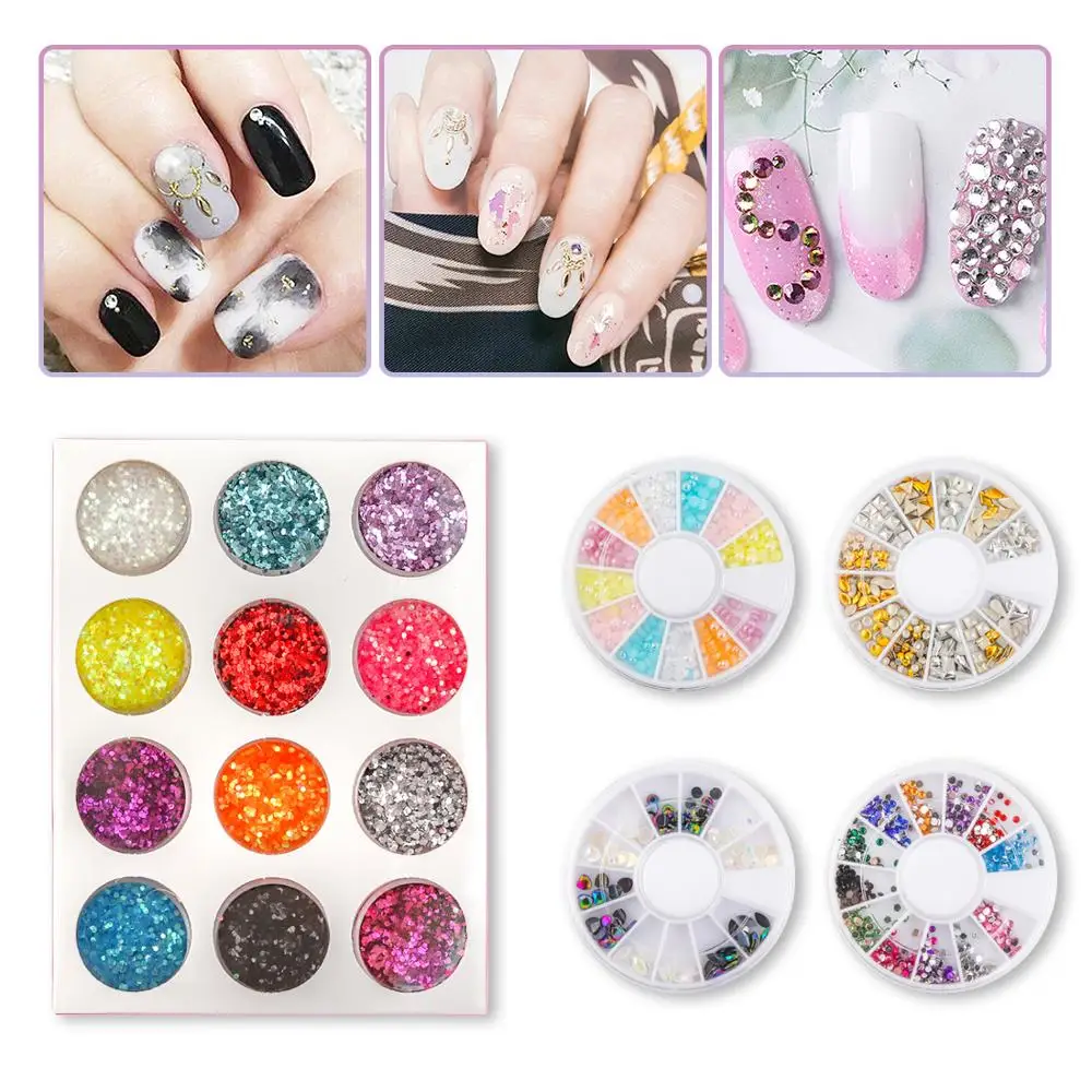 Набор для дизайна ногтей 124 шт DIY Инструменты набор украшения маникюра включая