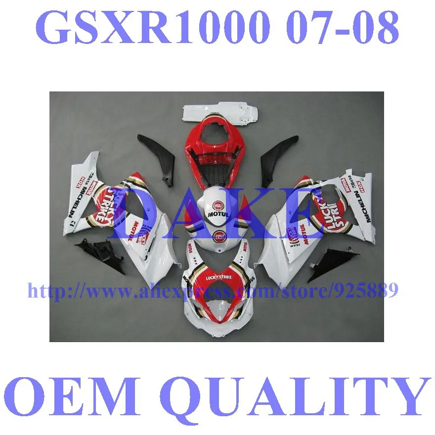 

Injection Fairing For SUZUKI GSX-R1000 K7 07 08 Red White GSX R1000 GSXR 1000 NEW K7 DAKE GSXR1000 2007 2008 Body