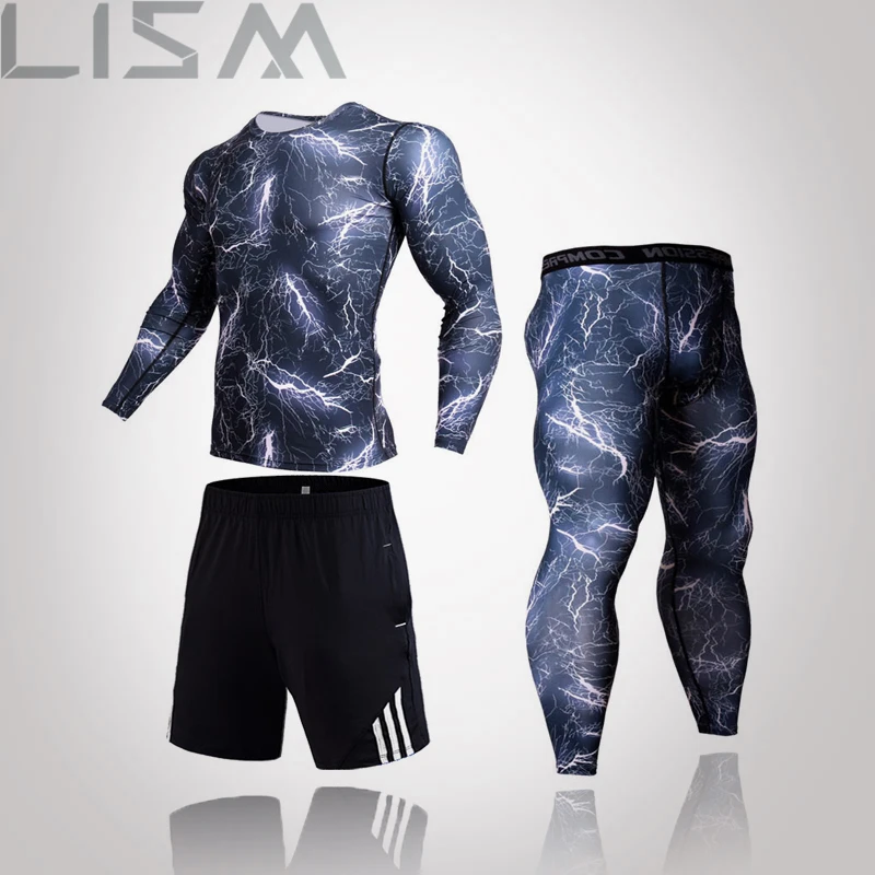 

Men's Compression Running Set Tight Legging Shirt Pant Long Sleeves Clothing Tracksuit Suit Man Winter Sports Thermal Underwear
