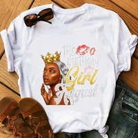 hot sale the birthday january to december girl sexy lip crown graphic print tshirt women black girl magic t shirt femme t shirt