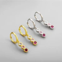 new fashion gradient zircon pendant hoop earrings for women redpink crystal small huggies cute earring piercing hoops jewelry