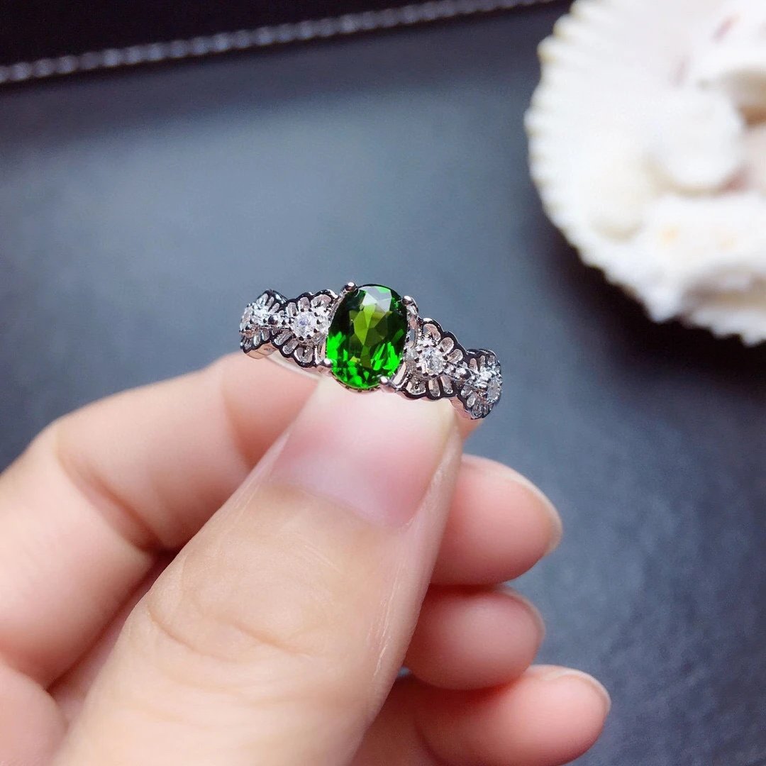 

MeiBaPJ естественный диопсид драгоценный камень Мода кольцо для Для женщин реальные 925 пробы Серебряный Шарм ювелирные украшения