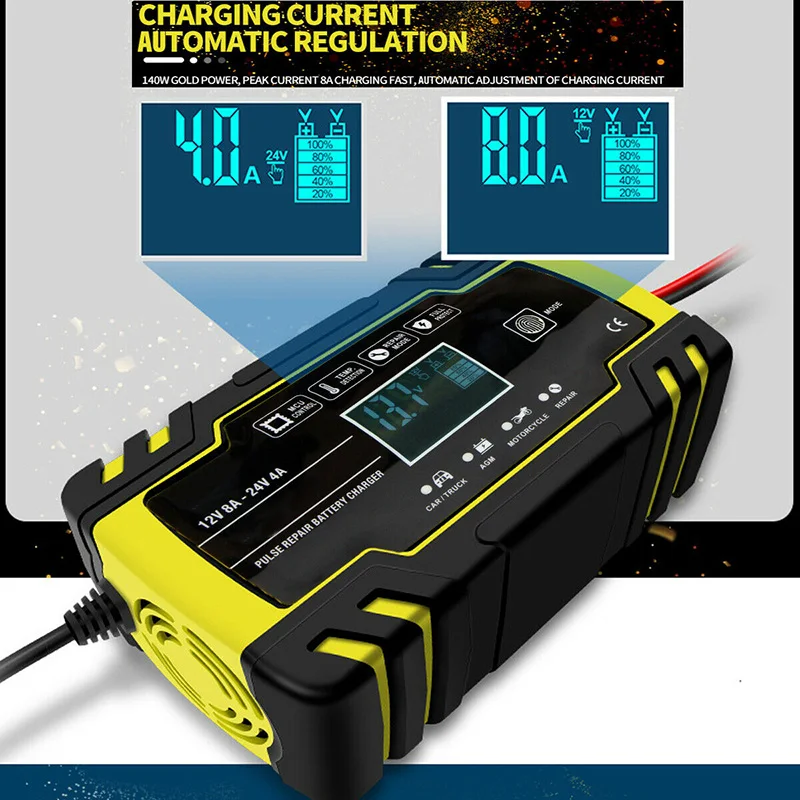 Зарядное устройство для автомобильного аккумулятора 4A 8 А 12 В/24 В| |