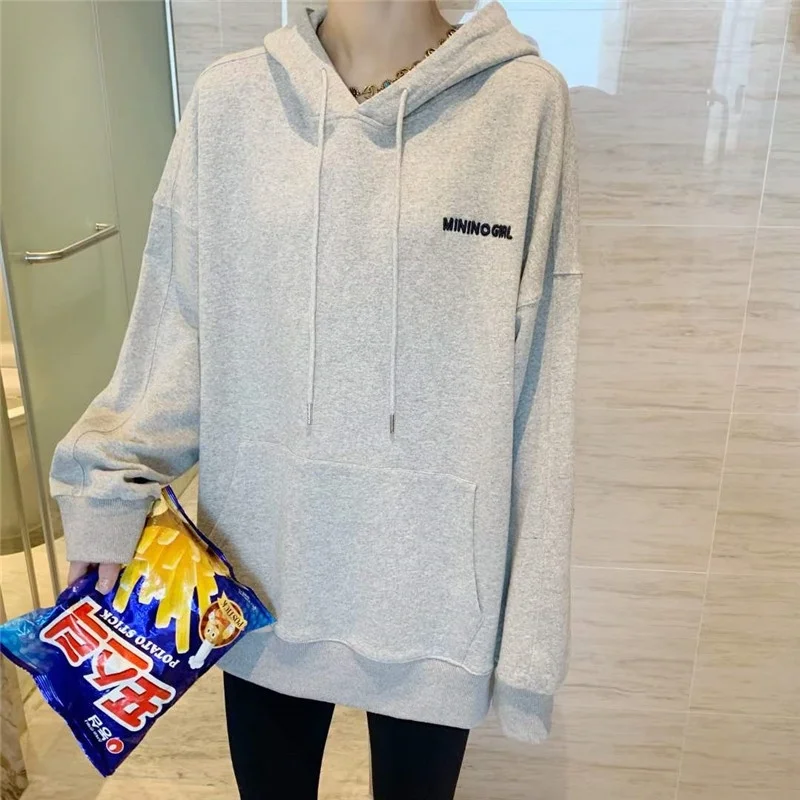 

spring Korean new 2021 small letter printing women's hooded casual loose sweater