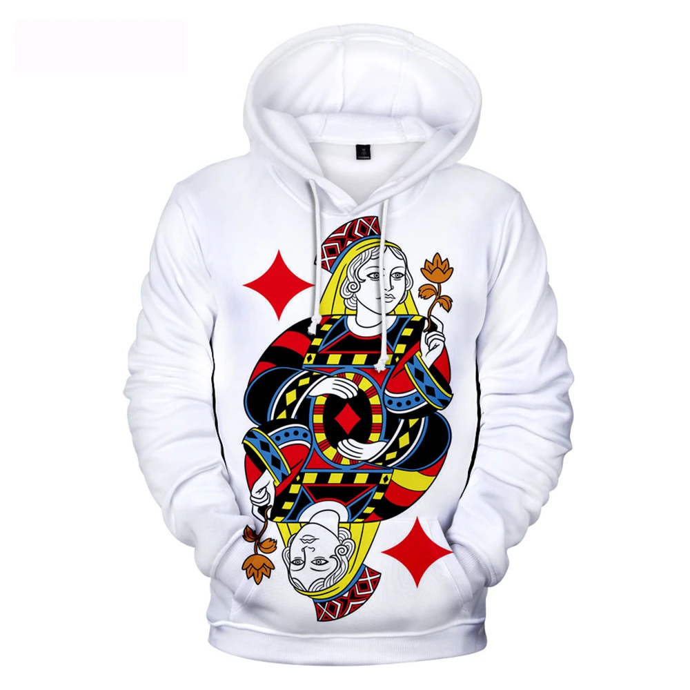 

Spring And Autumn 3D Poker Men's Hoodie Trend Street Shooting Hooded Women's Full Size Hoodie Jacket