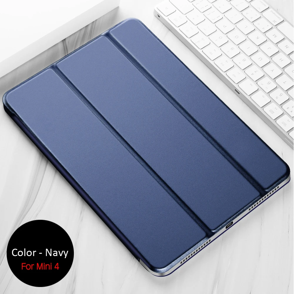 Navy-Mini 4 QIJUN для iPad mini 1 2 3, 4, 5, 7,9 дюймов, чехол, смарт-чехол из искусственной кожи, с подставкой, для iPad mini 1/2/3 mini5, с функцией автоматического сна - Цвет: Navy-Mini 4