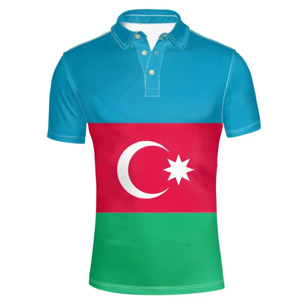 

AZERBAIJAN free custom made name number black print flag red clothing tees aze country Polo shirt azerbaijani nation az clothes