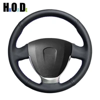 hand stitched black artificial leather car steering wheel cover for lada priora 2013 2018 kalina 2 2013 2018