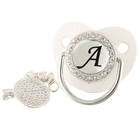 26 именных инициальных букв, белая Детская Соска с зажимом, шикарная Бриллиантовая соска, пустышка, силиконовая соска