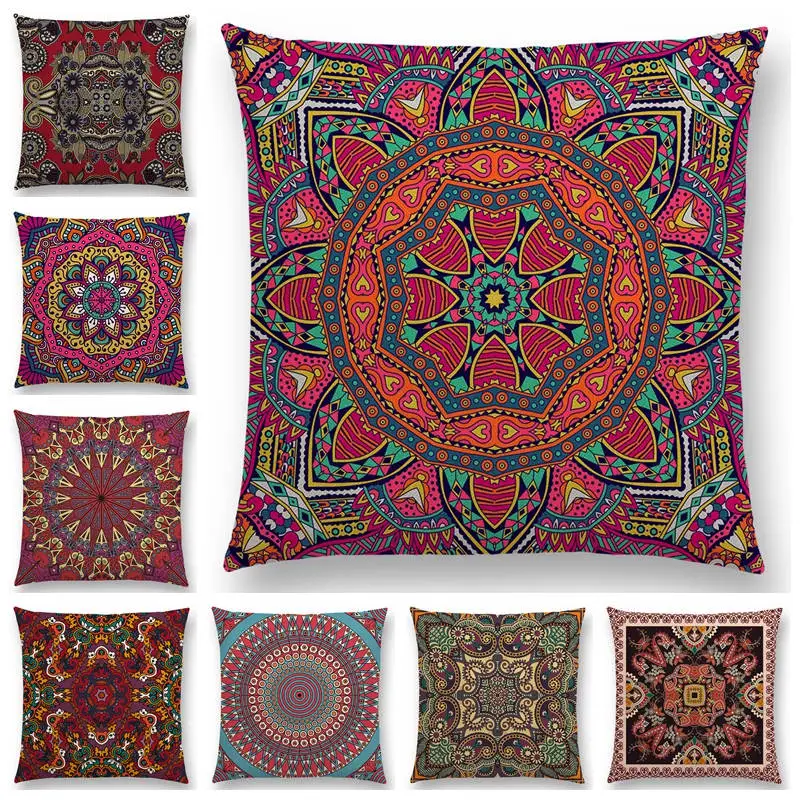 

Пейсли Мандала декоративный узор цветок лист Национальный племя Геометрическая полоса мозаика арабский хороший чехол для подушки диван на...