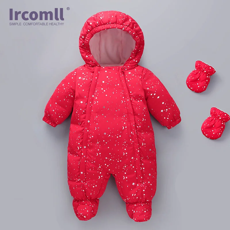 Ircomll Детский комбинезон для новорожденных русской зимы ветрозащитный белый с