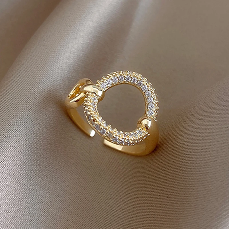 

2021 New Classic Zircon Circle Open Ring For Woman Temperament Korean Finger Rings Fashion Wedding Jewelry Accessories Girl Gift