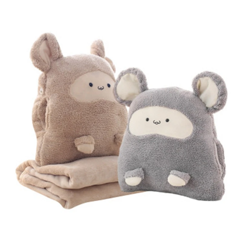 

Cute Cartoon Mouse Car Pillow Conditioning Blanket Dual-Purpose Warm Hand Waist Back Rest Sofa Cushion Quilt For Home Office