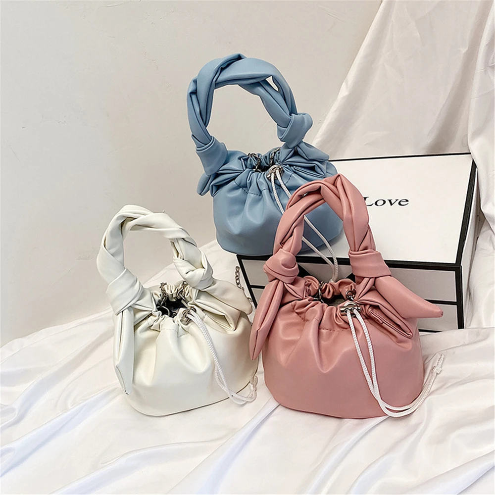 

PU Women Bucket 2020 Women's Bag Female Fashion Shoulder Drawstring Bag Summer New All-match Ladies Hand Bags Bolsas De Mujer
