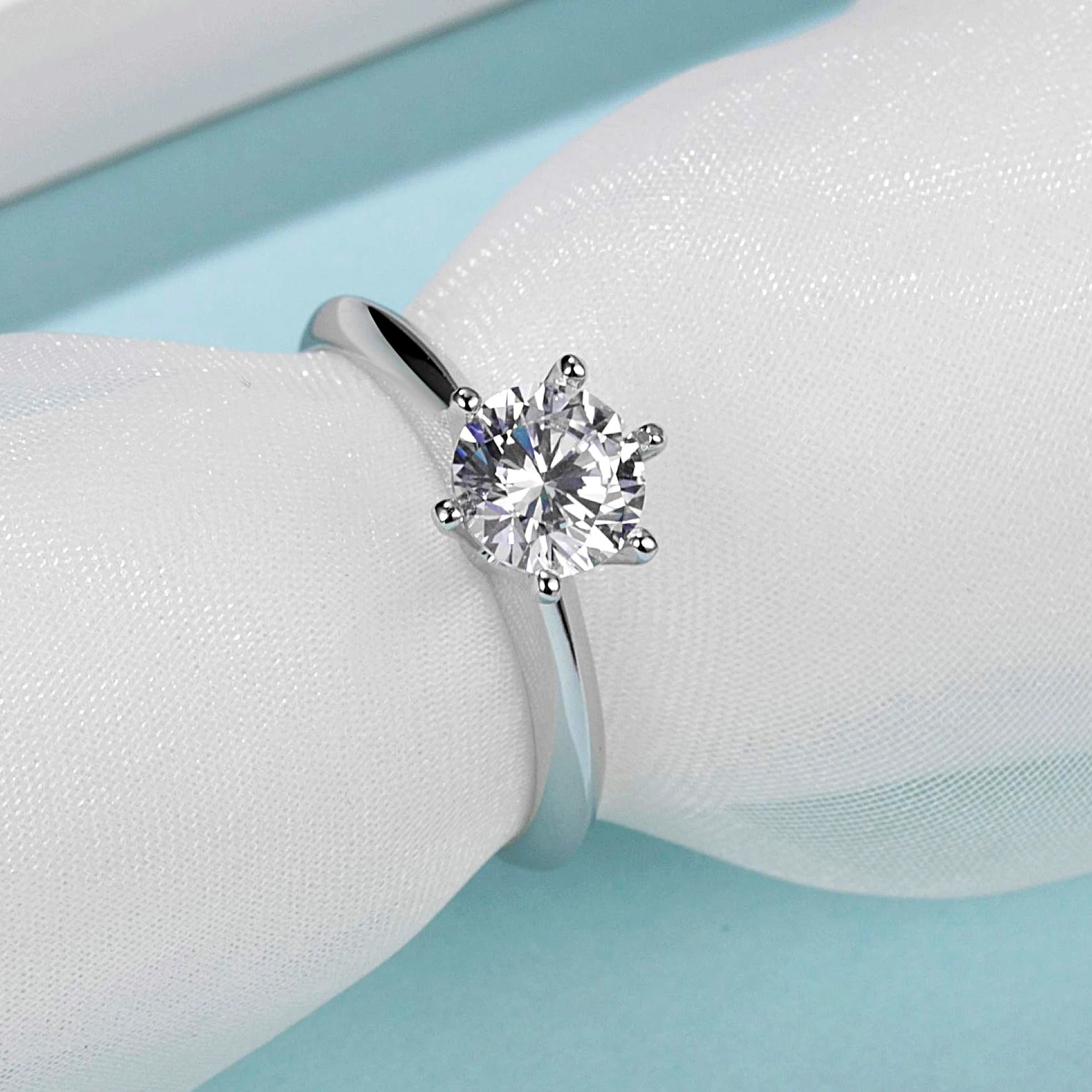 Классическое Серебряное Кольцо из моиссанита 925 пробы 1 карат Г-Класс, простой стиль, юбилейное предложение, ювелирное изделие из моиссанита.