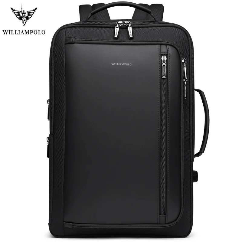 WILLIAMPOLO men Luxury backpack Multifunctional Waterproof travel Business  anti theft backpack USB Charge Travel notebook Bag