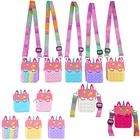 Детские игрушки-антистресс pop it, радужная сумка через плечо с единорогом, милый кошелек для монет, снятие аутизма, силиконовые игрушки для детей, подарок