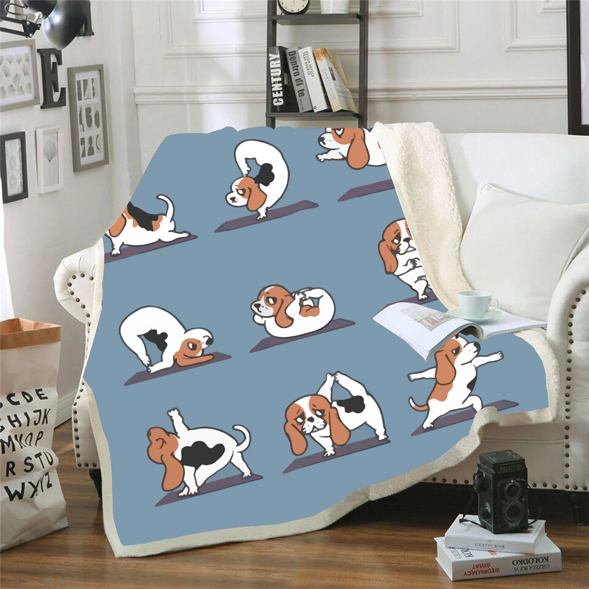 

Funny Yoga Dog Pig 3D Printed Sherpa Blanket Couch Quilt Cover Travel Bedding Outlet Velvet Plush Throw Fleece Blanket Bedspread