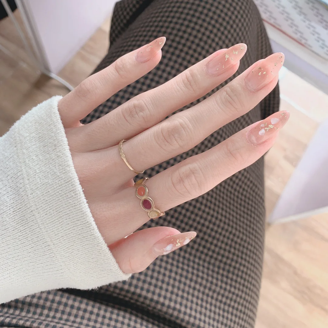 

Gentle nude color gradient natural shell wearing nail plate detachable nail plate 24 pieces false nails