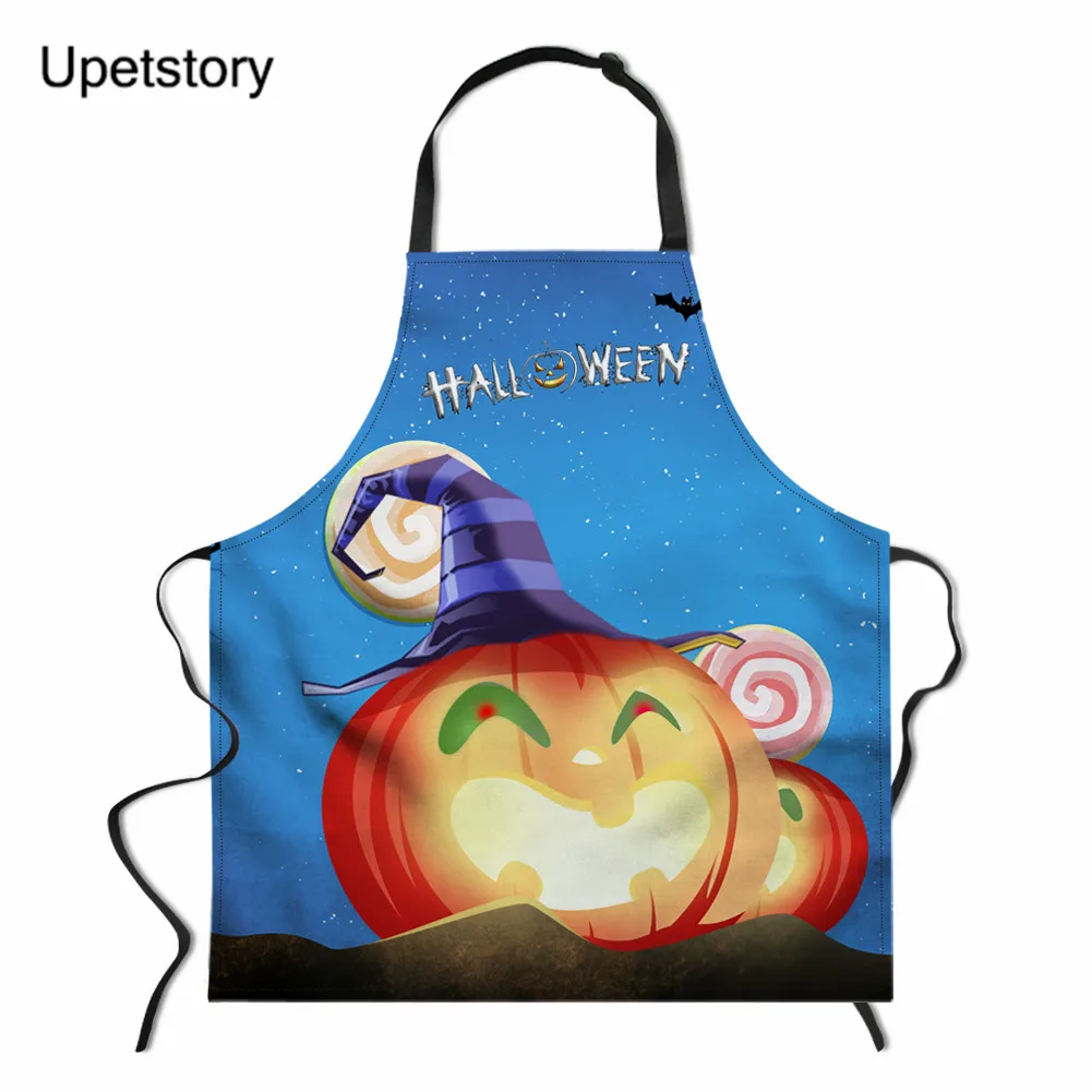 

Upetstory Halloween Pumpkin Printed Apron Kitchen Women Baking Waist Bib Home Cooking Brief Sleeveless Pinafore 65*72cm