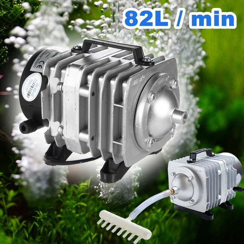 

55W 220V 82L/min Electromagnetic Air Compressor Pump Oxygen Aquarium Fish Pond Compressor Hydroponic Air Aerator Pump