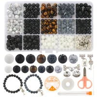 natural stone beads kit howlite tiger eye agata sets tools for diy couples charms bracelet magnet clasps jewelry accessories box